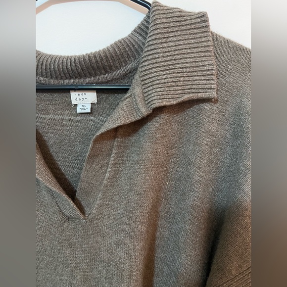 A New Day | collared v-neck cuff sleeve sweater womens size xlarge - Picture 2 of 4